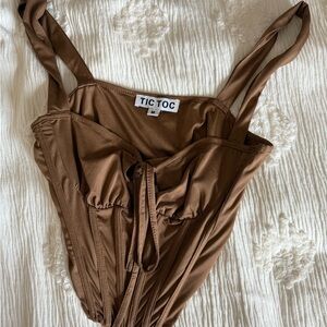 TIC TOC Brown Corset Top